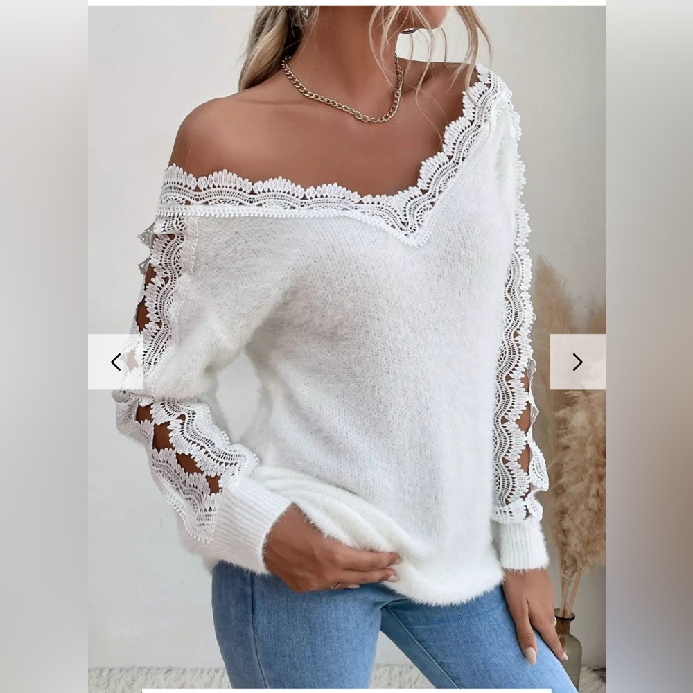 Elegant and Cozy White Lace Sweater